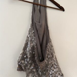 Mango Silver Sequin Tank Top